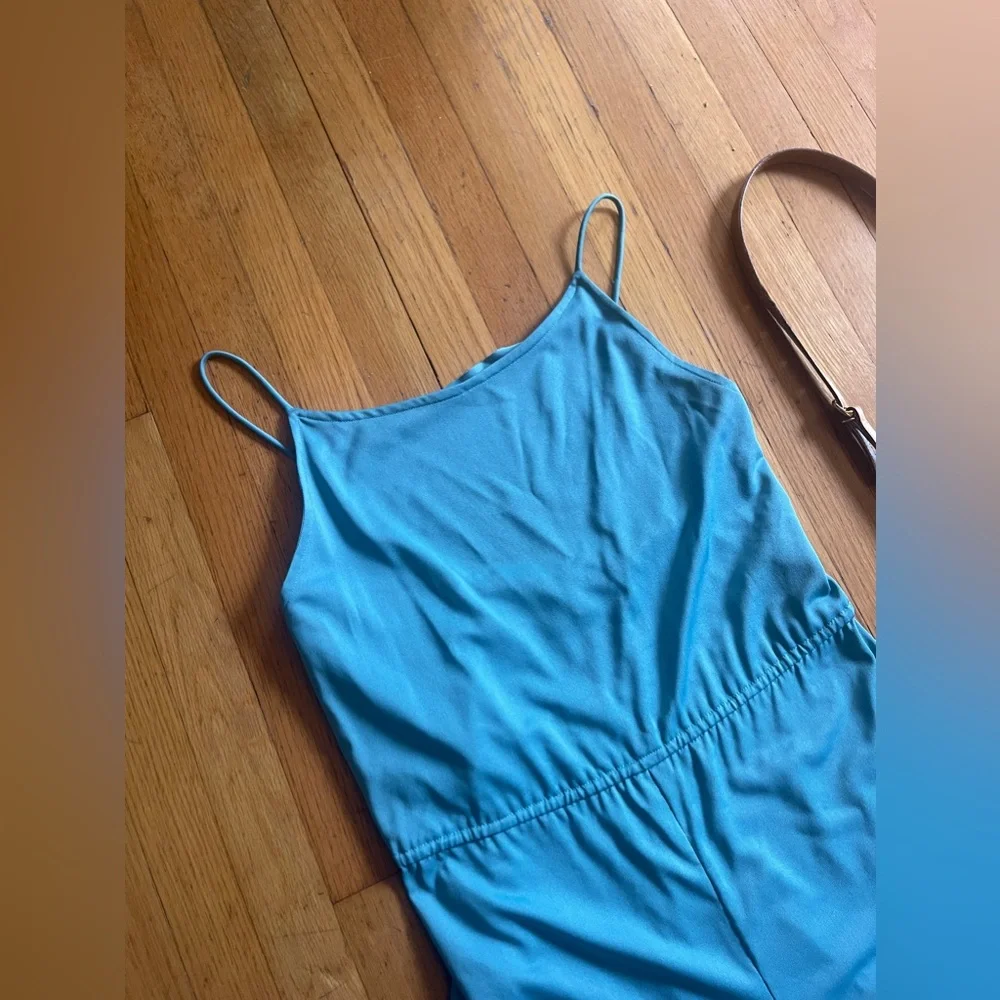 70s Vintage Wide Leg Blue Disco Jumpsuit - Picture 3 of 10